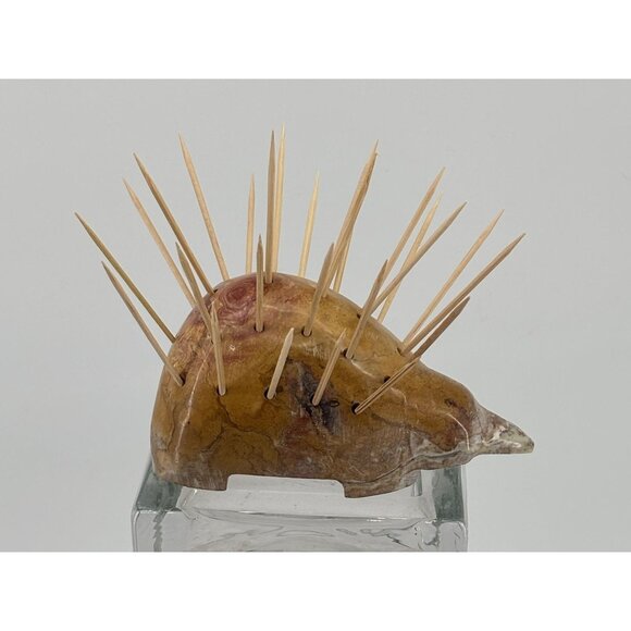 Handcrafted Stone Porcupine Toothpick Holder Sculpture - Picture 1 of 7